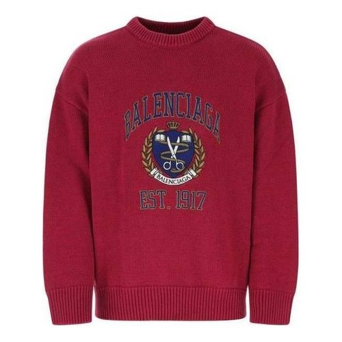Balenciaga Est. 1917 College Logo Crewneck Sweater - Red - 675267T32176164