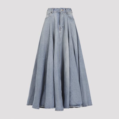 Balenciaga Godet Long Skirt Blue Cotton - 199065
