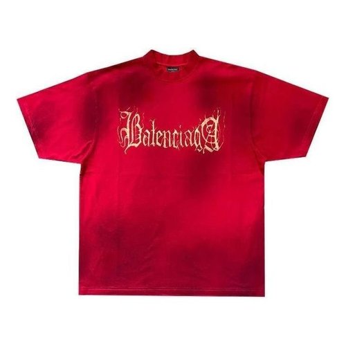 Balenciaga Heavy Metal Logo T-shirt Oversized - Red - 739784TOVE16400
