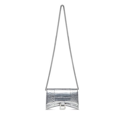Balenciaga Hourglass Chain Wallet - Silver - 6560501S4SY