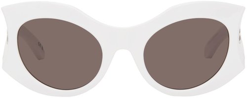 Balenciaga Round Sunglasses - White/White/Grey - BB0256S003