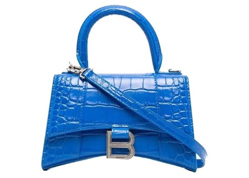 Balenciaga Hourglass XS Embossed Tote Bag - Royal Blue