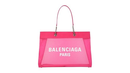 Balenciaga Large Duty Free Mesh Tote - Fuchsia/White