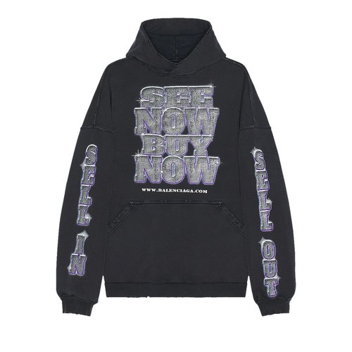 Balenciaga Large Fit Hoodie - Faded Black - 739024TQVE71083