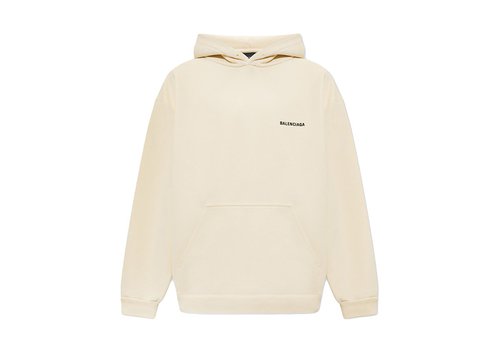 Balenciaga Logo Oversize Hooded Sweatshirt - Cream/Black - 600583TMVF59069