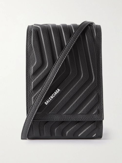 Balenciaga Logo-Print Embossed Full-Grain Leather Messenger Bag - 1000 - 6935442103I1000