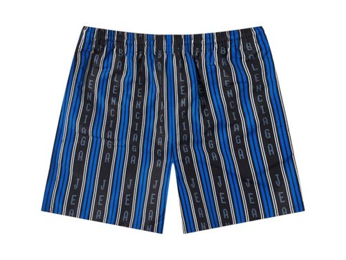 Balenciaga Logo Striped Swim Short - Black/Blue - 6587884A8B64360