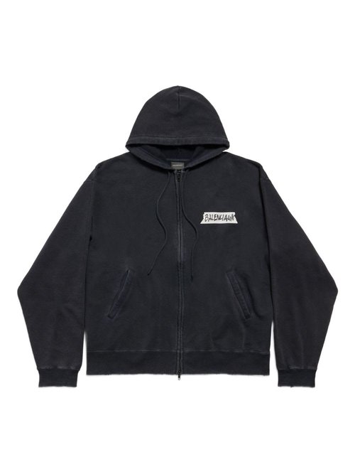 Balenciaga Over Zip-Up Hoodie - Faded Washed Black - 850338TTVL71041