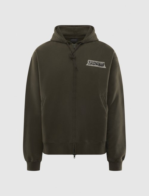 Balenciaga Masking Tape Oversized Zip-Up Hoodie - 850338TTVL7