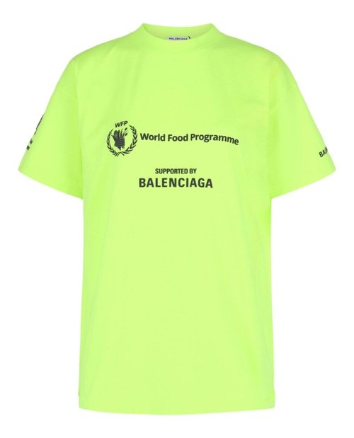 Balenciaga World Food Programme Graphic T-Shirt - Fluorescent Yellow/Black - 612965TMVL27110