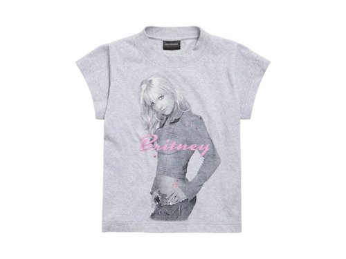 Balenciaga Music Britney Spears Series Shrunk T-Shirt - Light Grey/Pink - 807341TTVJ91302