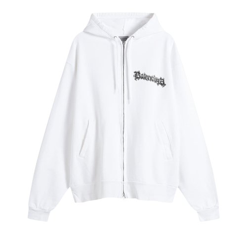 Balenciaga Oversized Zip-Up Hoodie - White - 850338TUVD99000