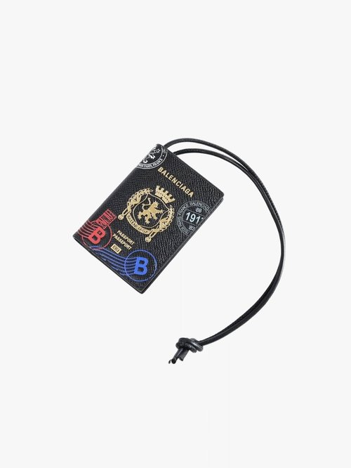 Balenciaga Passport Card Holder Keyr Bag - Black Mutliicolor