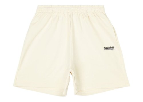Balenciaga Political Campaign Large Fit Sweat Shorts - Light Beige/Black/Blue - 676137TKVI90896