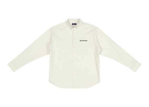Balenciaga Property Large Fit Shirt - Beige/Black - 703843TKM019800