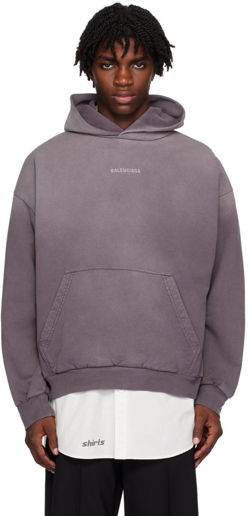 Balenciaga Medium Fit Hoodie - Faded Purple/Grey - 767877TPVK25500