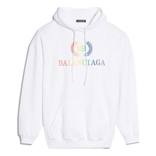 Balenciaga Rainbow Logo Hoodie - White - 570798TEV509044