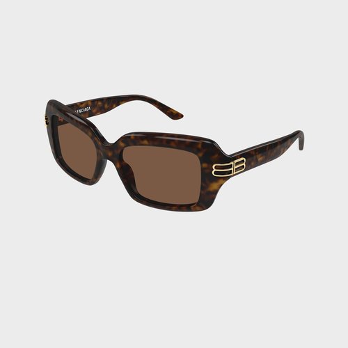 Balenciaga Recycled Acetate Rectangular Sunglasses - Havana/Brown - 0465S-002