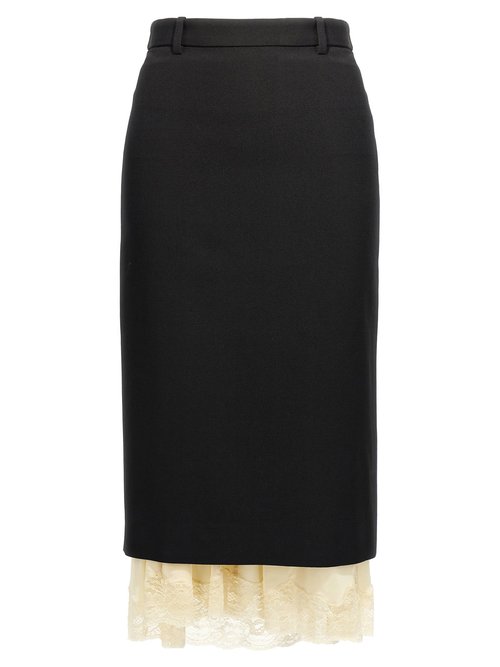 Balenciaga Lingerie Tailored Midi Skirt - Black - 790575TMT321000