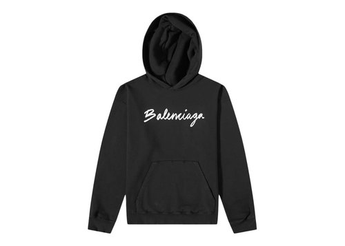Balenciaga Wide Fit Hoodie - Black/White - 674986TMVB51070