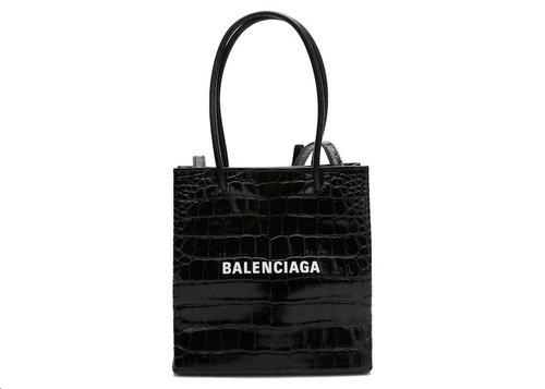 Balenciaga Shopping Tote Bag XXS Crocodile Effect - Black