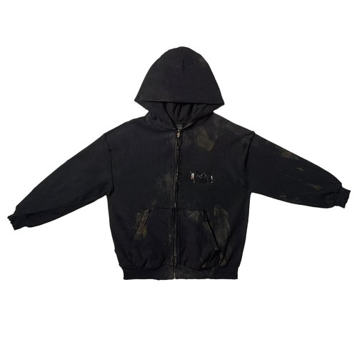 Balenciaga Small Fit Zip-Up Hoodie - Black/White/Red - 720424TNVK51089