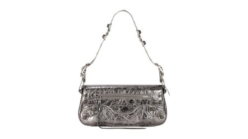 Balenciaga Small Metallized Le Cagole Sling Shoulder Bag - Silver