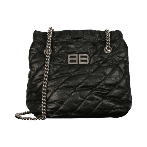 Balenciaga Small Quilted Crush Tote Bag - Black - 742942210J01000