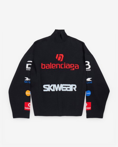 Balenciaga Sponsor Long Sleeve Turtleneck - Black - 799917T1696