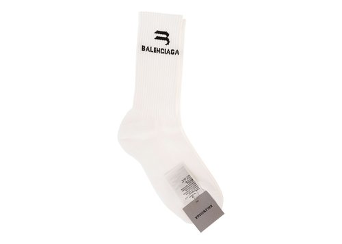 Balenciaga Sporty B Logo Socks - White/Black - 659279472B49060