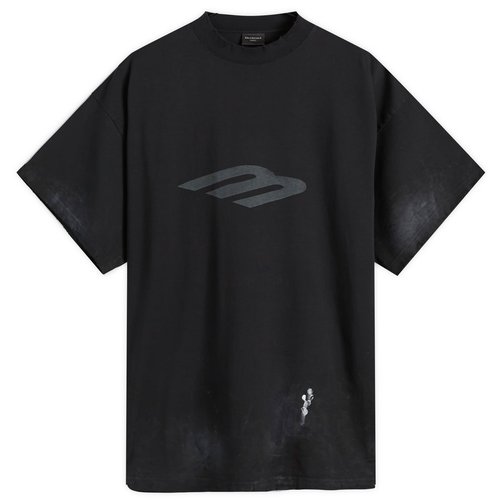 Balenciaga Black 3B Stencil Vintage Jersey Oversized T-shirt - Faded Black - 787349TQVU41083