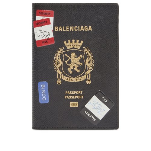 Balenciaga Sticker Passport Holder - Black/Multicolor - 7877422AB451084