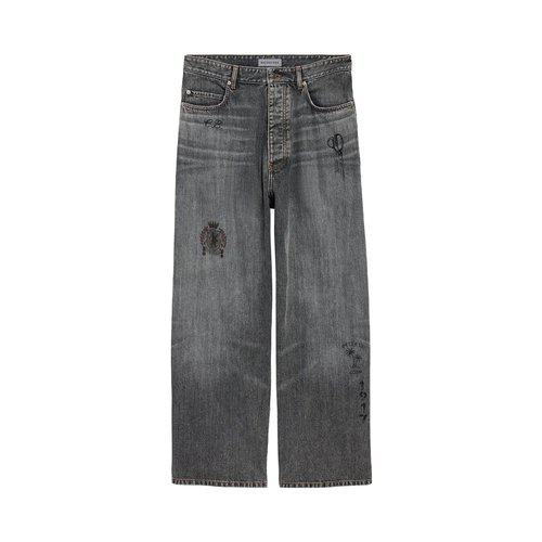 Balenciaga Tattoo Baggy Pants - Dark Grey - 871365TUW561441