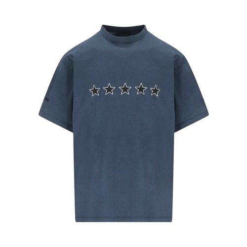 Balenciaga Twisted Crew Neck T-Shirt - Washed Navy Blue - 850403TTVL28806