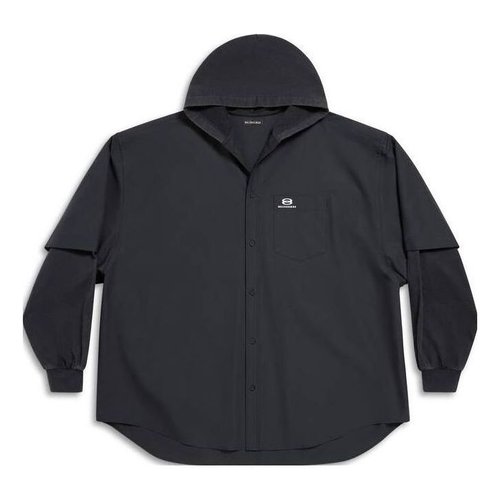 Balenciaga Unity Sports Icon Patched Shirt Large Fit - Black - 768771TNM601000