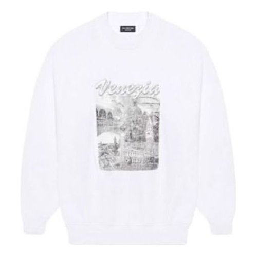 Balenciaga Venezia Print Crewneck - White/Grey - 652981TKV899094