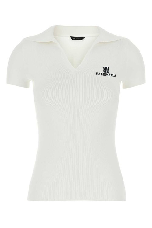 Balenciaga White Viscose Blend Polo Shirt - 835501T52319040
