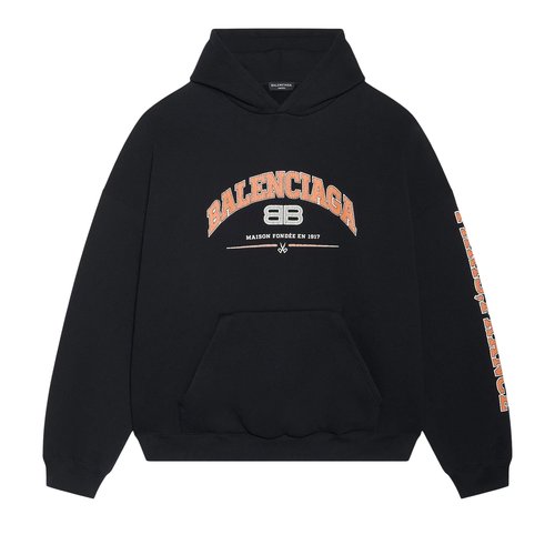 Balenciaga Wide Fit Hoodie - Black/Orange/White - 674986TLVJ21074