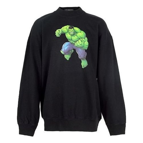 Balenciaga x Marvel Hulk-Print Boxy Crewneck Cotton Sweatshirt - Black - 671125TLV581000