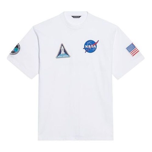 Balenciaga x NASA Crossover FW21 Loose Round Neck Short Sleeve - White - 651795TKVD79040