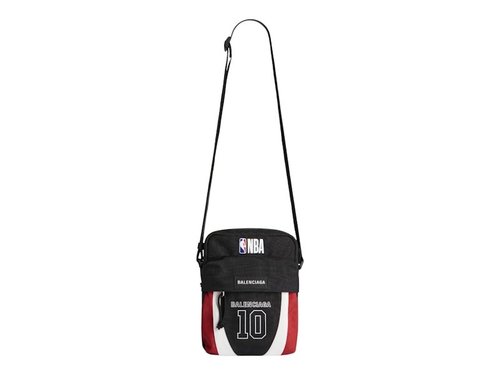 Balenciaga x NBA Explorer Crossbody Pouch - Black/White/Vermillon Red - 8660532ACFQ1945