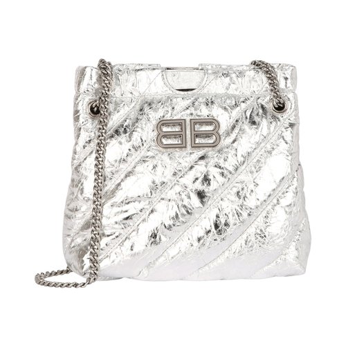 Balenciaga XS Metallized Quilted Crush Tote Bag - Silver - 781796210IW8110