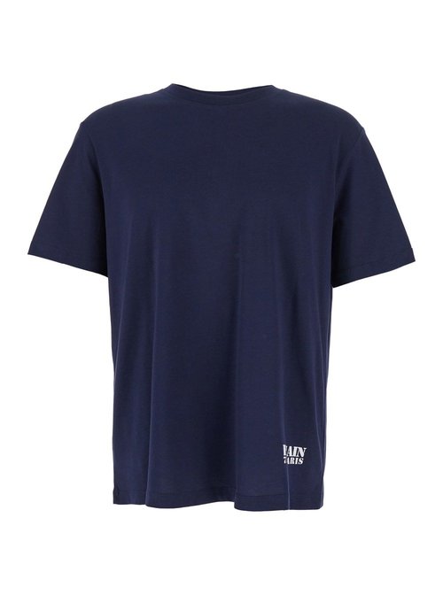 Balmain Blue Crewneck T-shirt With Logo Lettering Print On The FrOnt In CottOn Man - FH1EG000BD04SIV