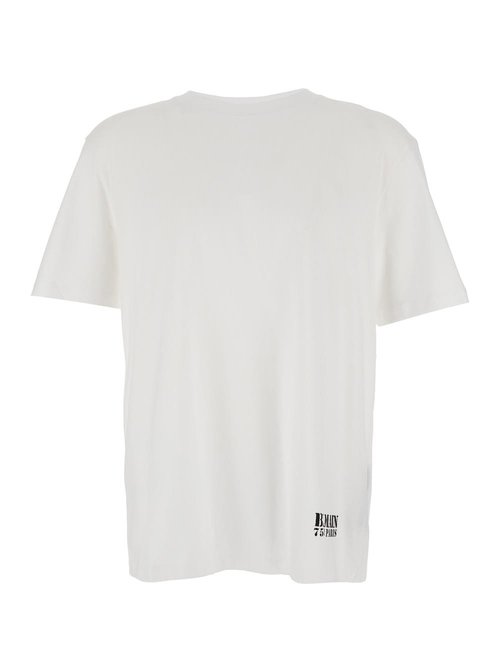 Balmain White Crewneck T-shirt With Logo Lettering Print On The FrOnt In CottOn Man - FH1EG000BD04GAB