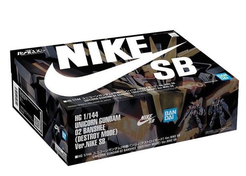 Bandai Gundam x Nike SB Unicorn 02 Banshee Destroy Mode 1/144 Scale HG Model Kit Action Figure - Multicolor