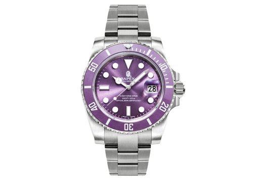 BAPE A Bathing Ape Type 1 Bapex Watch - Silver/Purple - 001GDH201032XSVR
