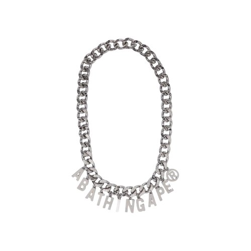 BAPE Line Camo Debossed A Bathing Ape Chain Necklace - 1M30182301SILVER