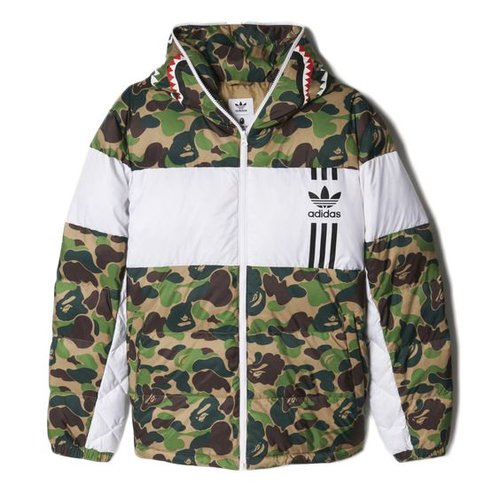 BAPE X adidas ABC Camo Firebird Shark Puffer Jacket - Green