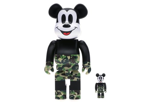A BATHING APE - green ☆ ape mickey be@rbrick 100% 400% Bearbrick A Bathing Ape Mickey Mouse 100% & 400% Set Black