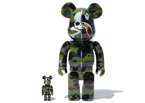Bearbrick A Bathing Ape x Mastermind 100% & 400% Set Green Camo - Multicolor